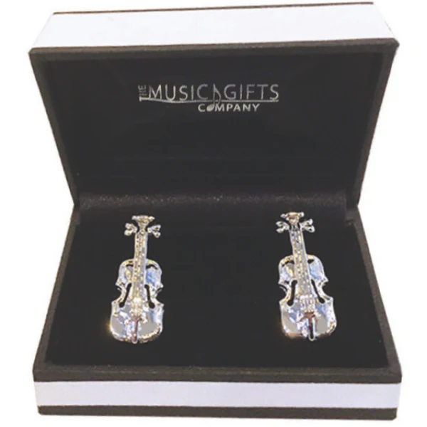 Silver-plated Violin Cufflinks